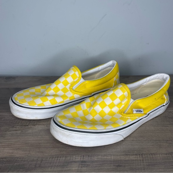 Vans Shoes - Vans sunshine yellow checkerboard slip on skateboard sneakers tennis shoes
